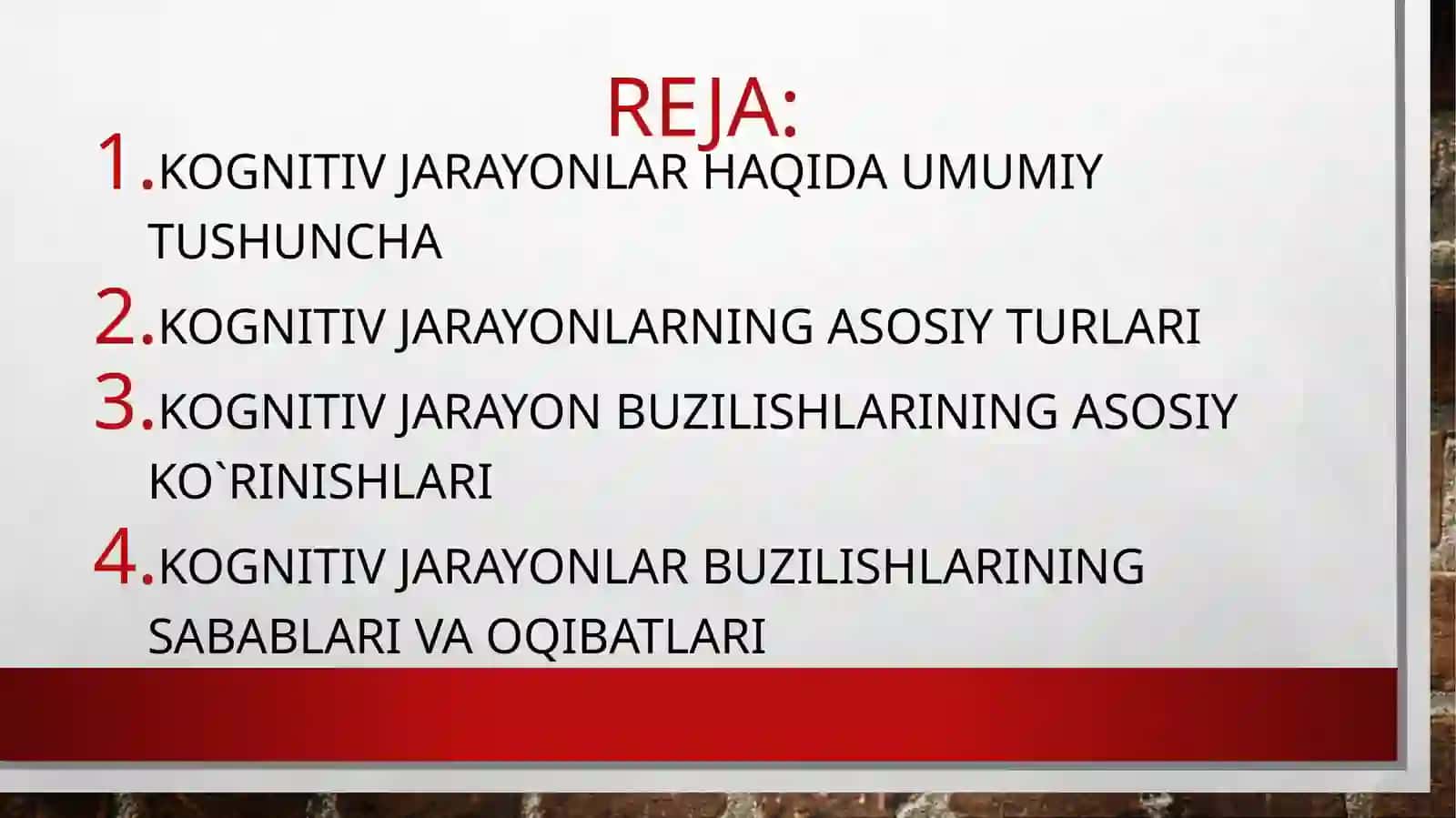 Kognitiv jarayonlar buzilishlari 2