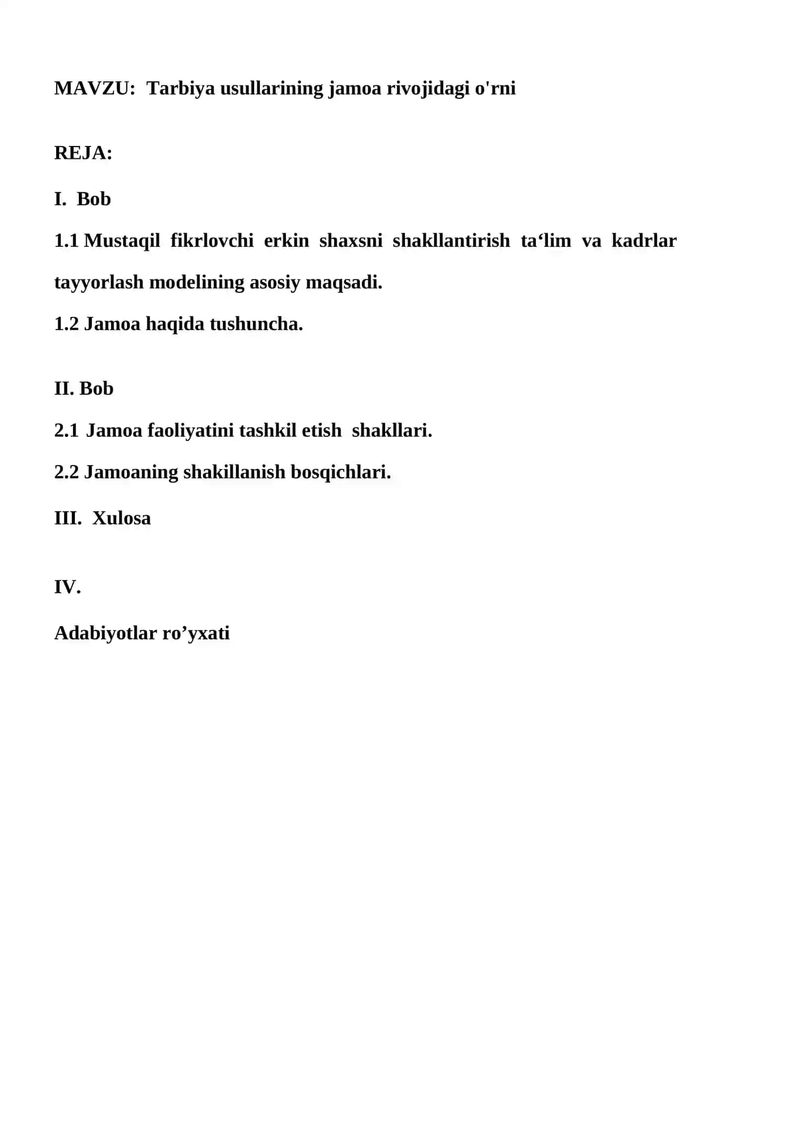 Tarbiya usullarining jamoa rivojidagi o'rni 2