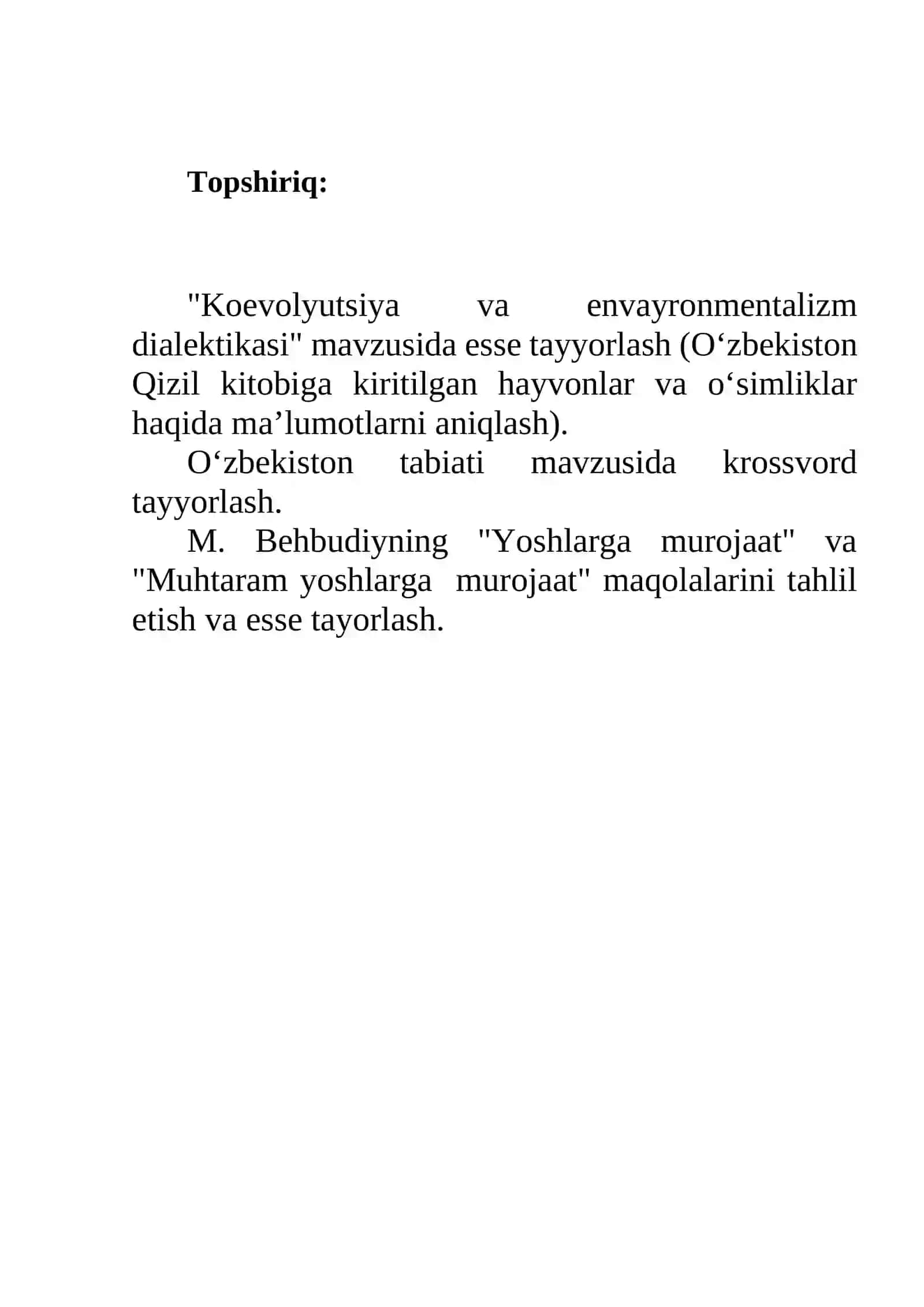 Mavzu: Koevolyutsiya va envayronmentalizm dialektikasi 2