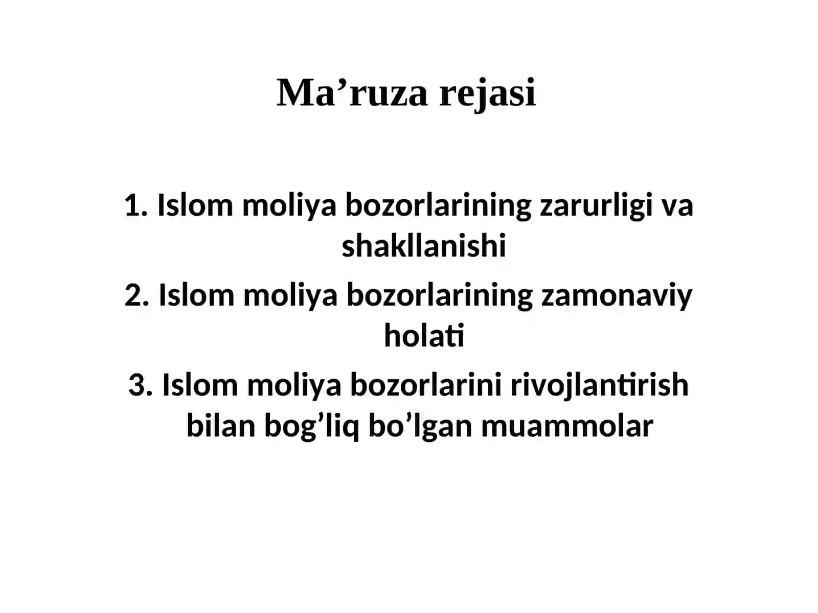 Islom moliya bozorlari 2