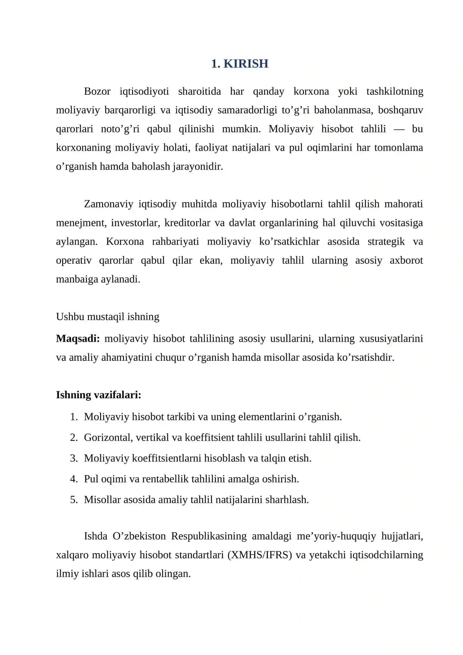 Moliyaviy hisobot tahlili: usullari va ahamiyati 2
