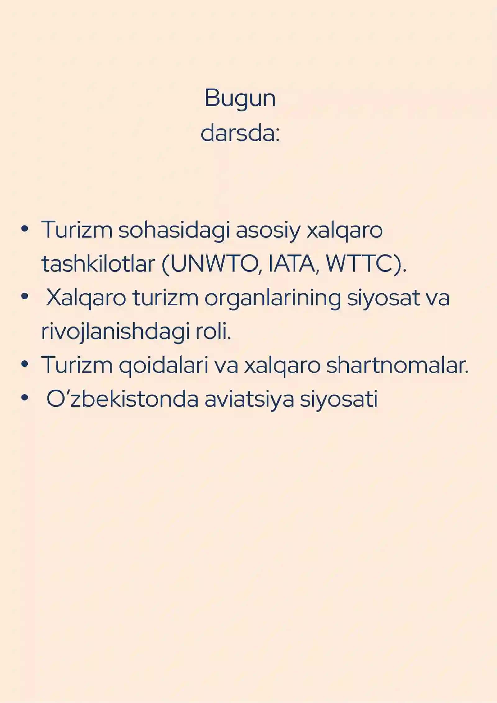 XALQARO TURIZM TASHKILOTLARI 2