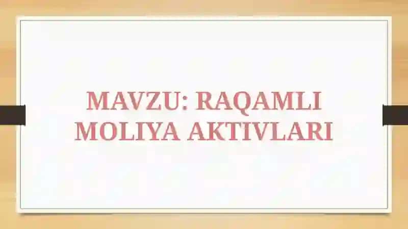 Raqamli Moliya Aktivlari 2