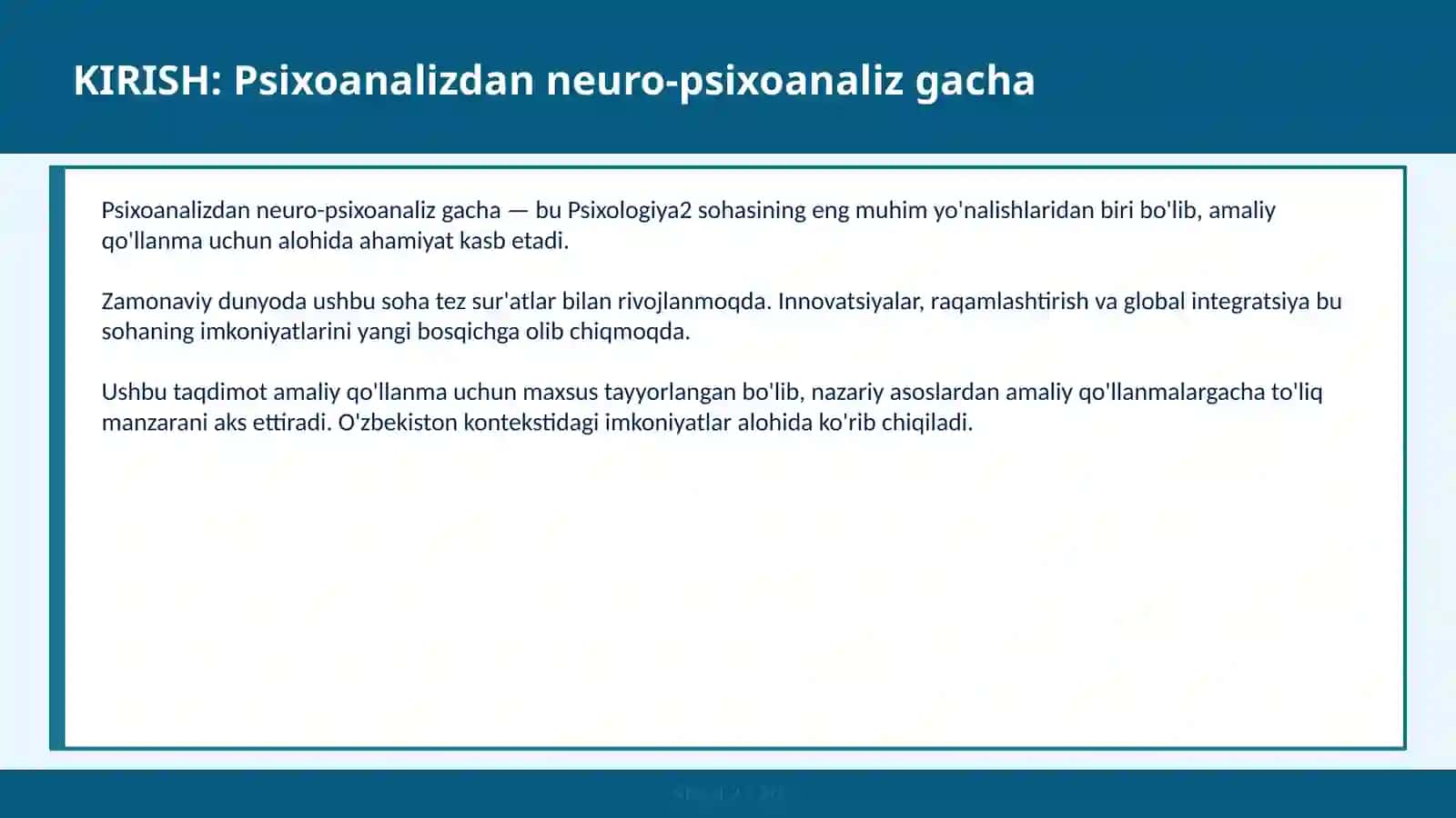 Psixoanalizdan neuro-psixoanaliz gacha 2