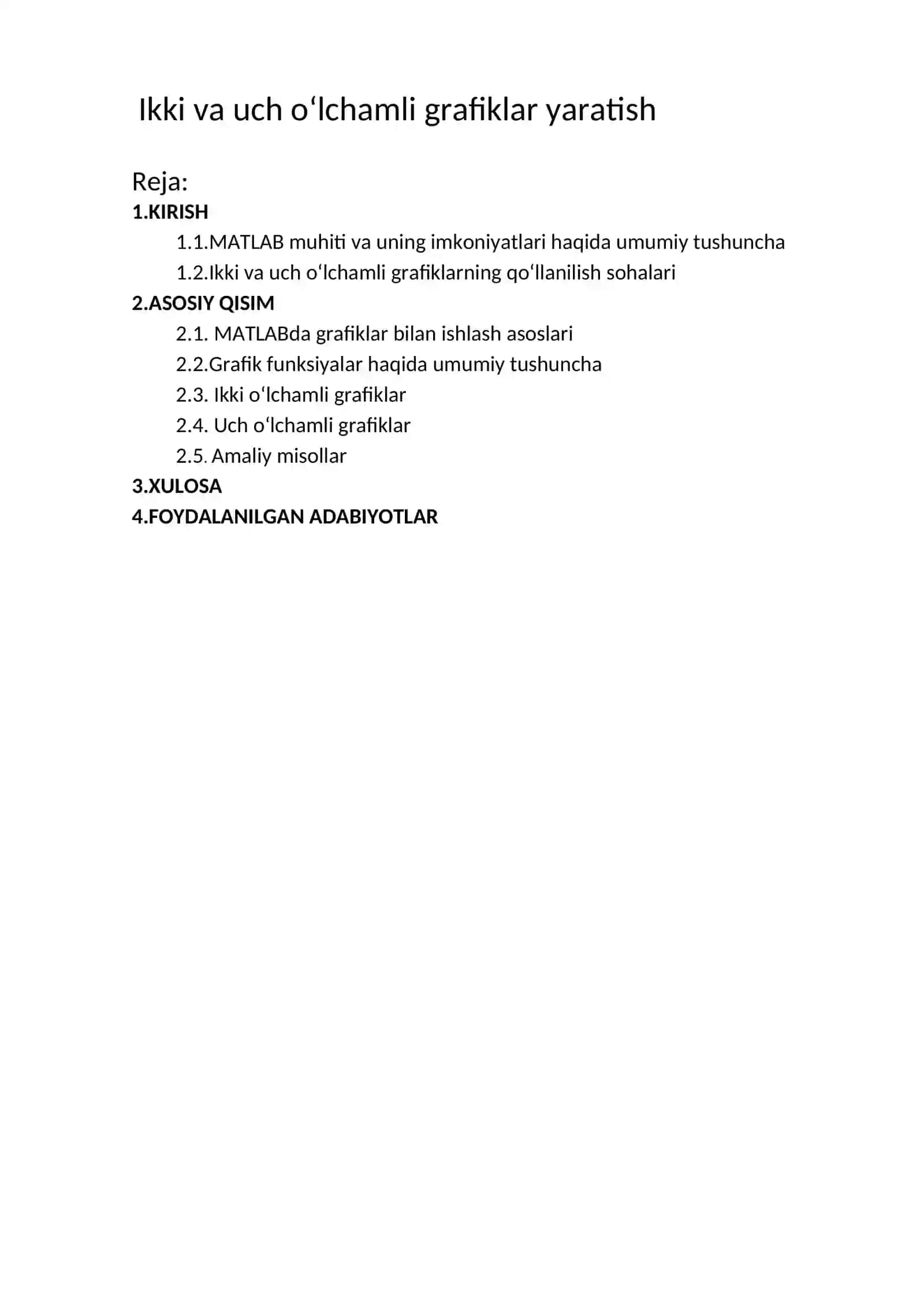 Ikki va uch o‘lchamli grafiklar yaratish 2