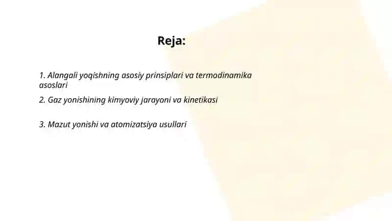Alangali yoqish, gaz va mazutlarni yoqish 2