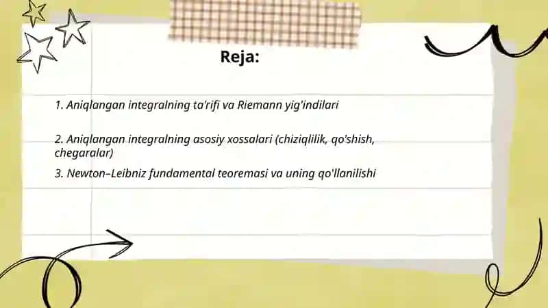 Aniq integral Aniq integrallarni hisoblash 2