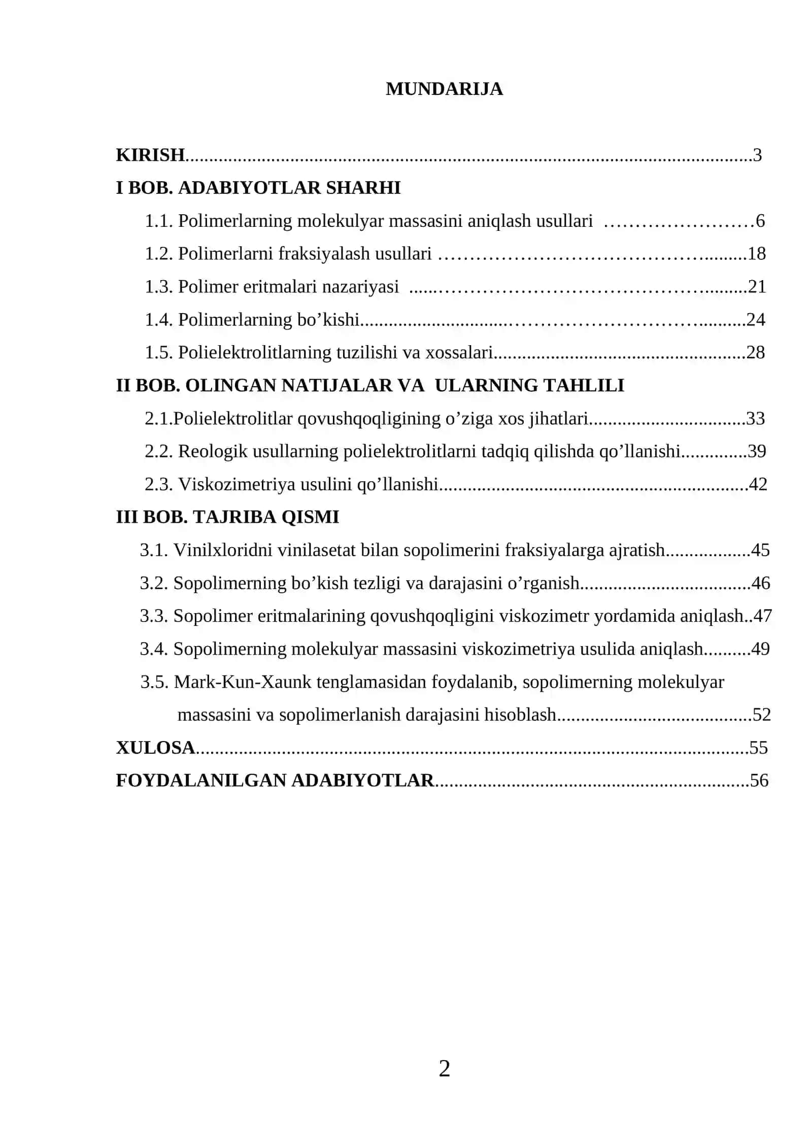 Polimerlarning molekulyar massasi va ularni aniqlash usullari 2
