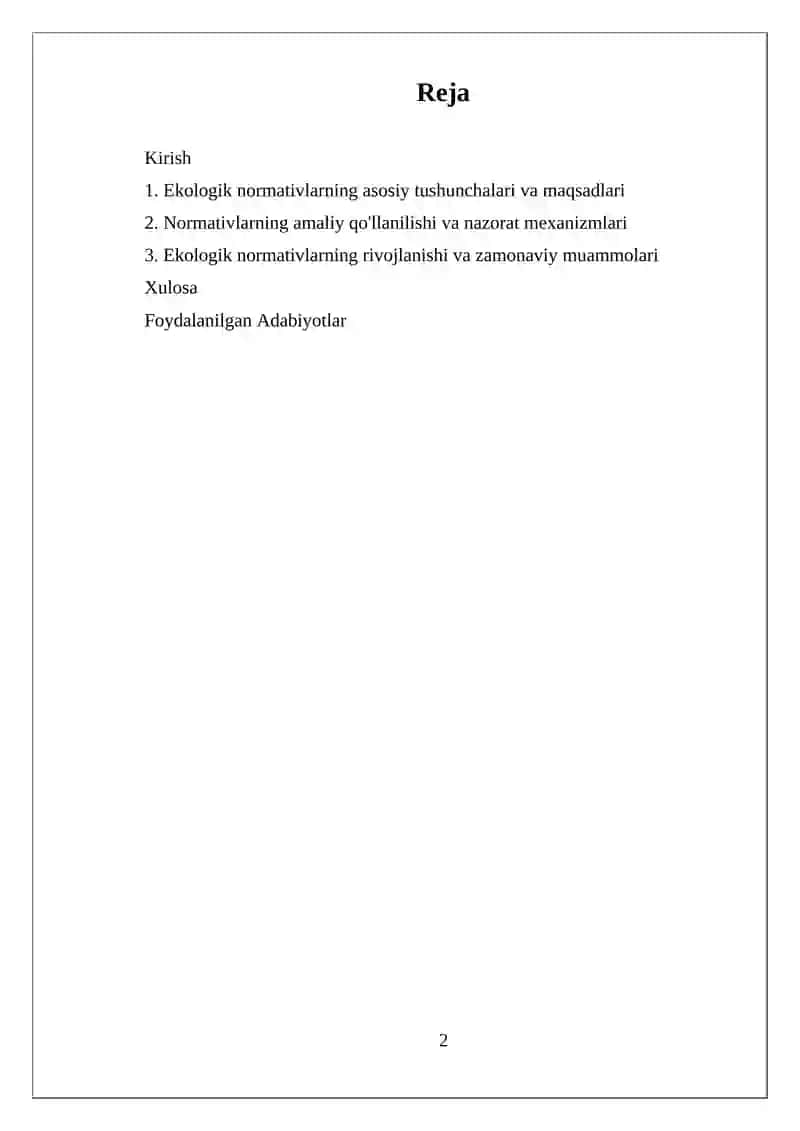 ATROF MUHITNI BOSHQARISHDA EKOLOGIK NORMATIVLARNING O’RNI 2