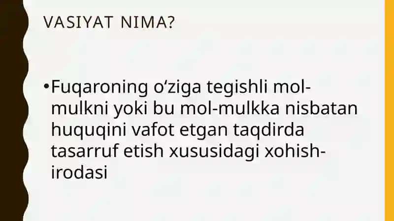 Vasiyat bo’yicha vorislik 2