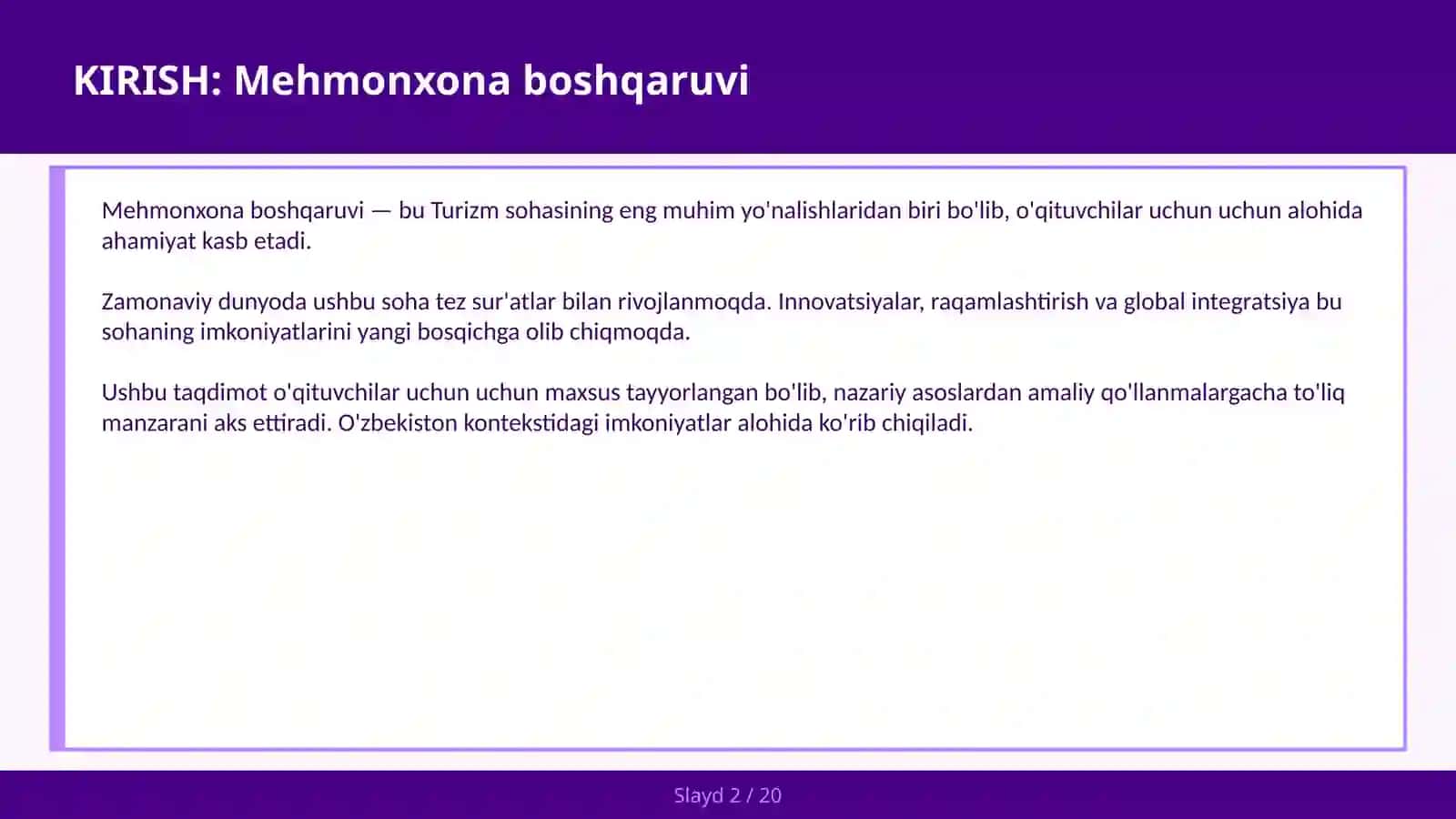 MEHMONXONA BOSHQARUVI 2