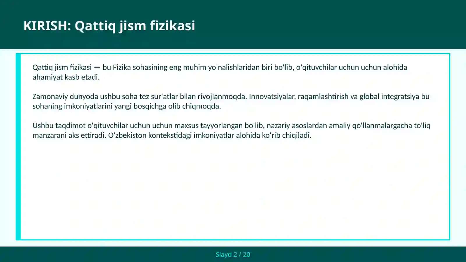 QATTIQ JISM FIZIKASI 2