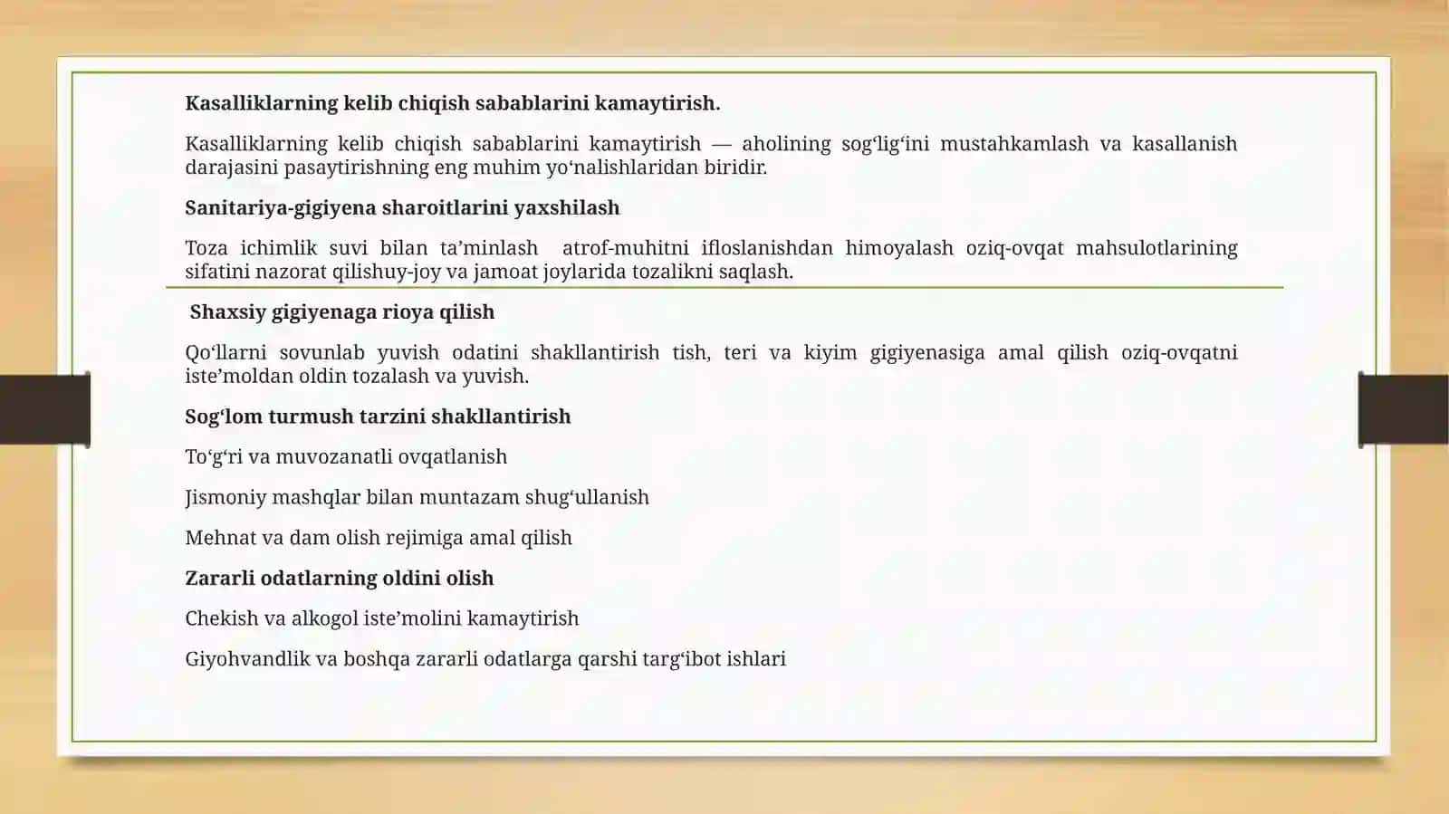 Aholida kasallanishning oldini olish 2