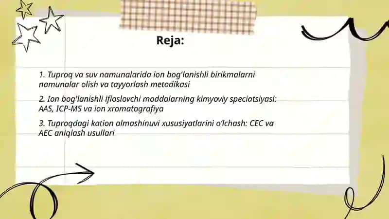 Tuproq va suvning ifloslanishda ion bog'lanishli birikmalarni aniqlash 2