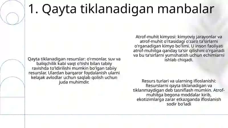 Ekologik Kimyo. Resurslarning Turlari Va Ularning Ifloslanishi 2