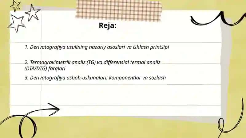 Derivatografiya usulida moddalarni taxlil qilish 2