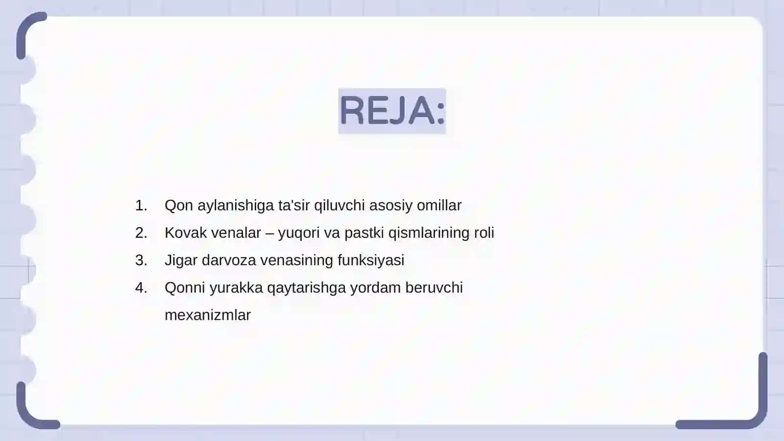 Qonning tomirlar boʻylab harakatlanishi 2