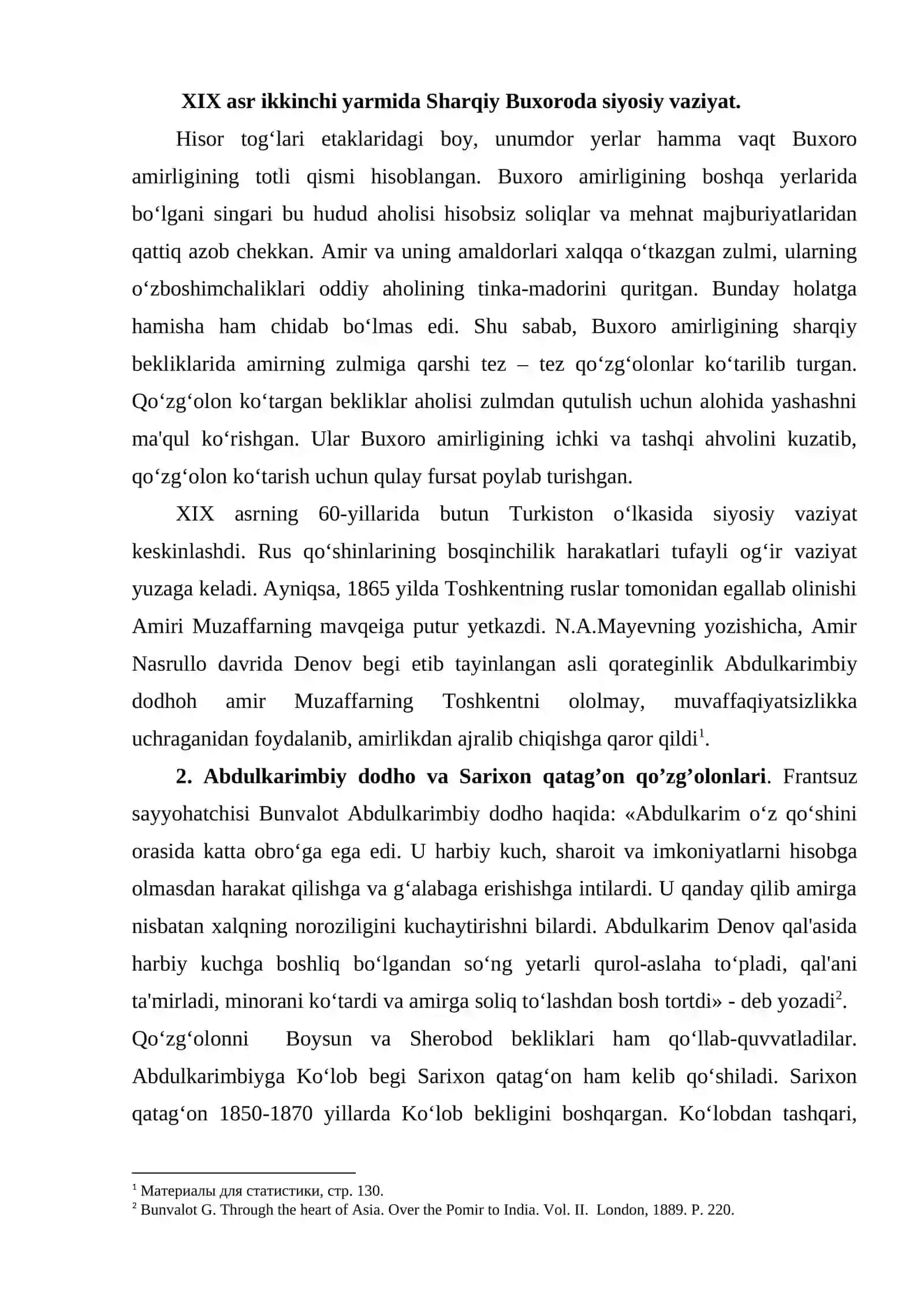 XIX asr ikkinchi yarmida Sharqiy Buxoroda siyosiy vaziyat 2
