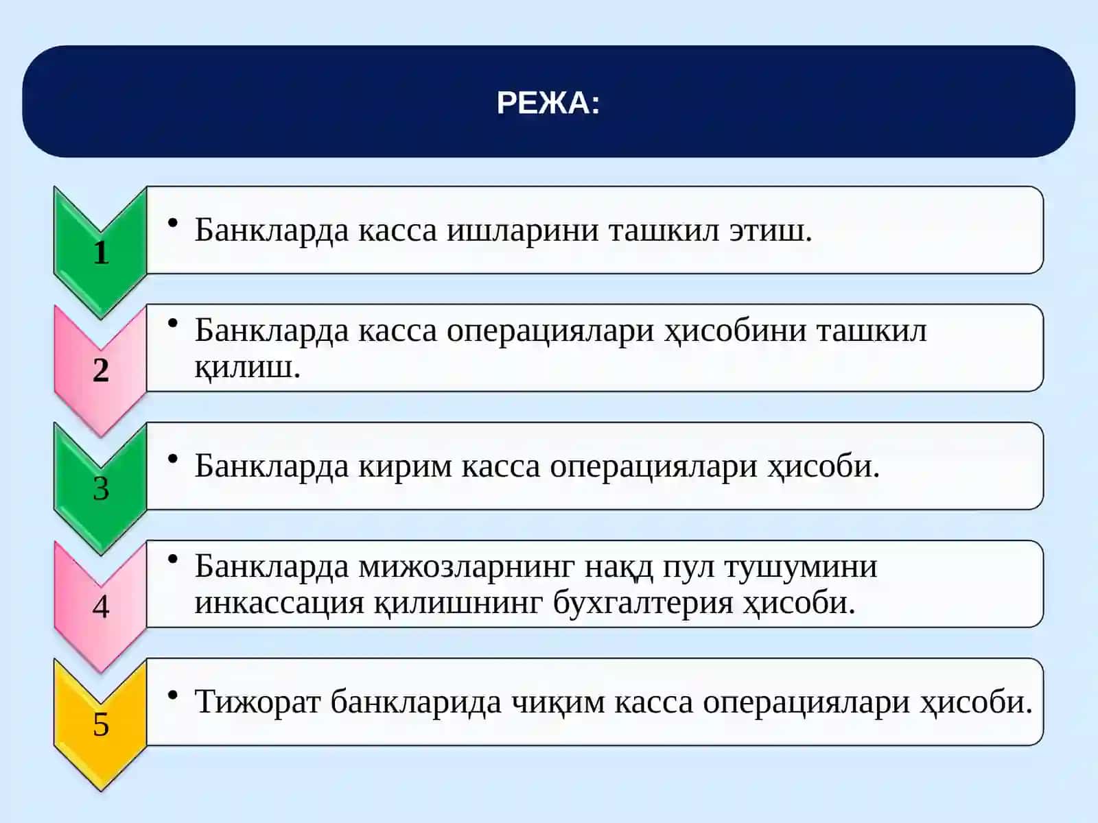 БАНКЛАРДАКАССАОПЕРАЦИЯЛАРИ ҲИСОБИ 2