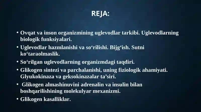Katabolizmning umumiy yo‘llari. Uglevodlar almashinuvi 2