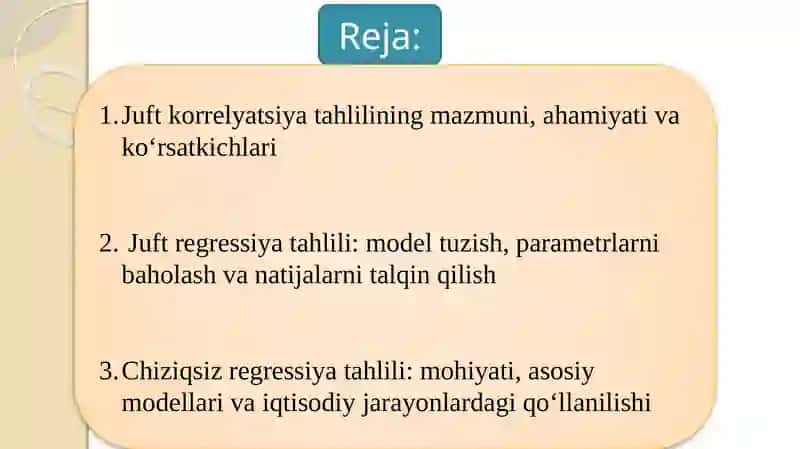 Juftkorrelyatsion-regressiontahlil, chiziqsizregressiya 2