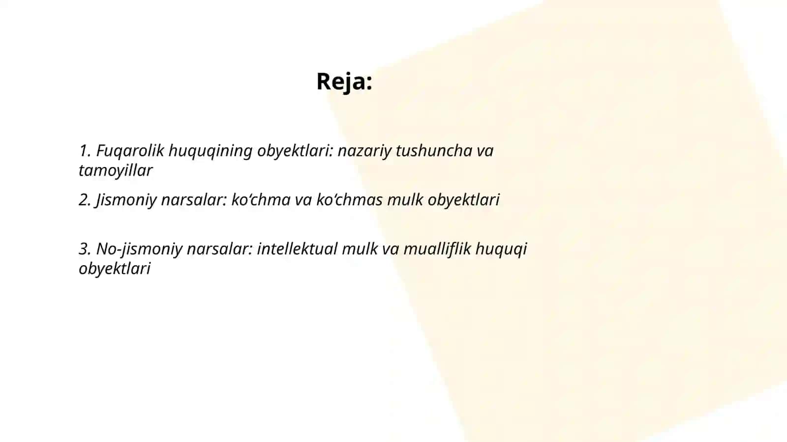 FUQAROLIK HUQUQINING OBYEKTLARI 2