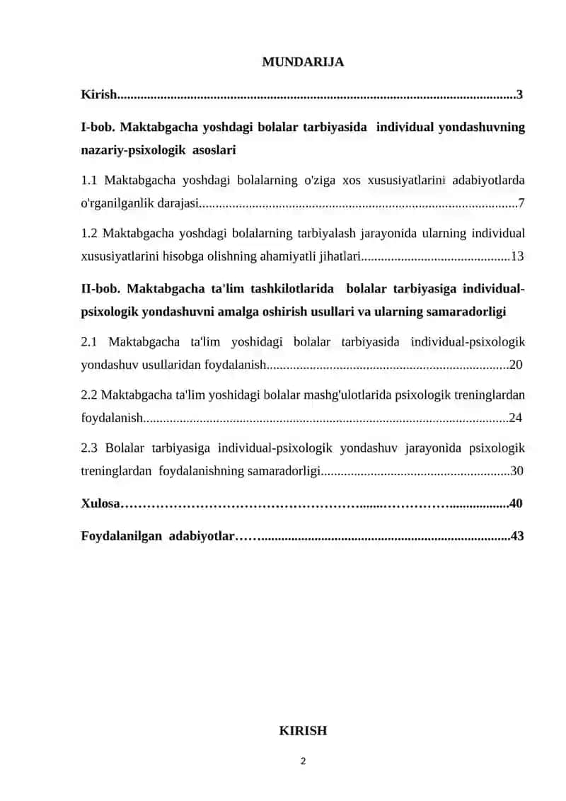 "Tarbiyada Individual Yondashishning Psixologik Asoslari" Kurs Ishi 2