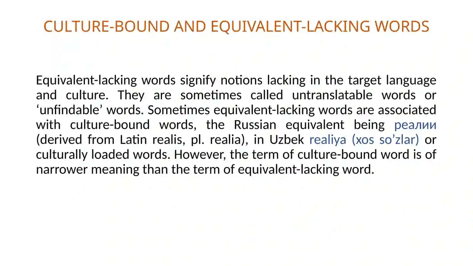 The Translation of National Specific Words - Realia 2