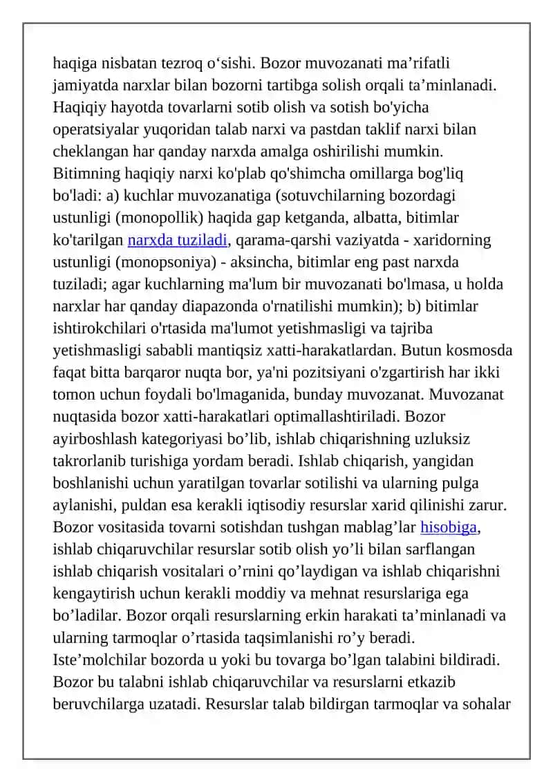 Bozor muvozanati va uning ahmiyati 2