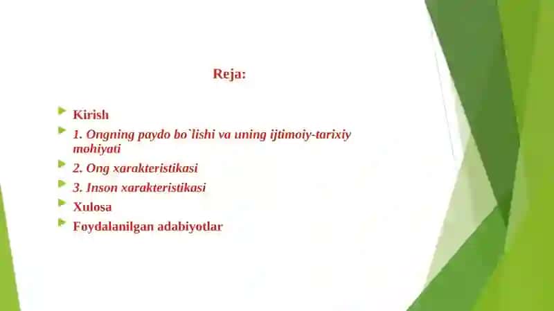 Ongning aniq psixologik tasnifi 2