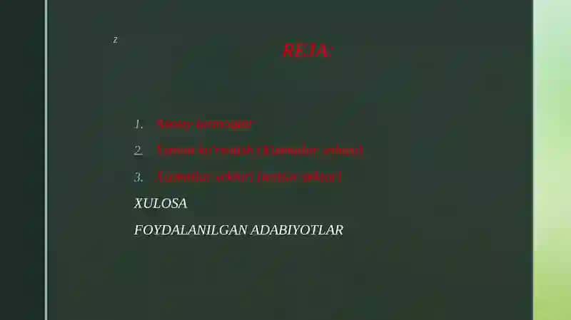 JAHON IQTISODIYOTININIG TARMOQLARI 2