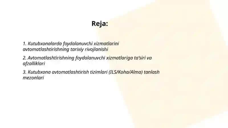 Kutubxonalarda foydalanuvchi xizmatlarini avtomatlashtirish 2