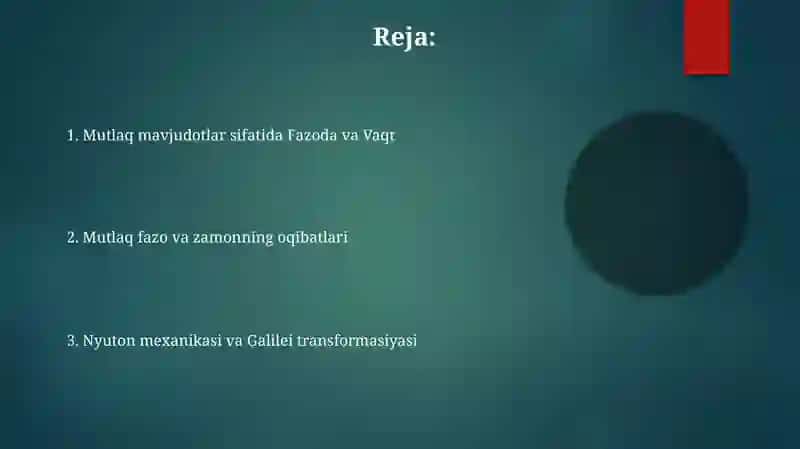 Klassik mexanikada fazo va vaqt 2