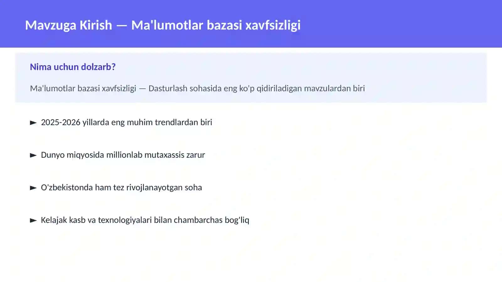 Ma'lumotlar bazasi xavfsizligi 2