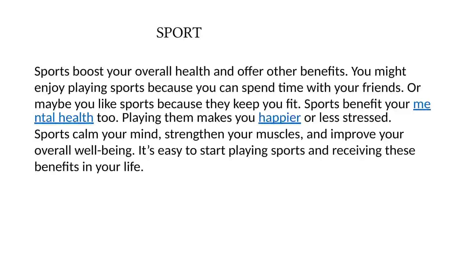 Sport and Health 2