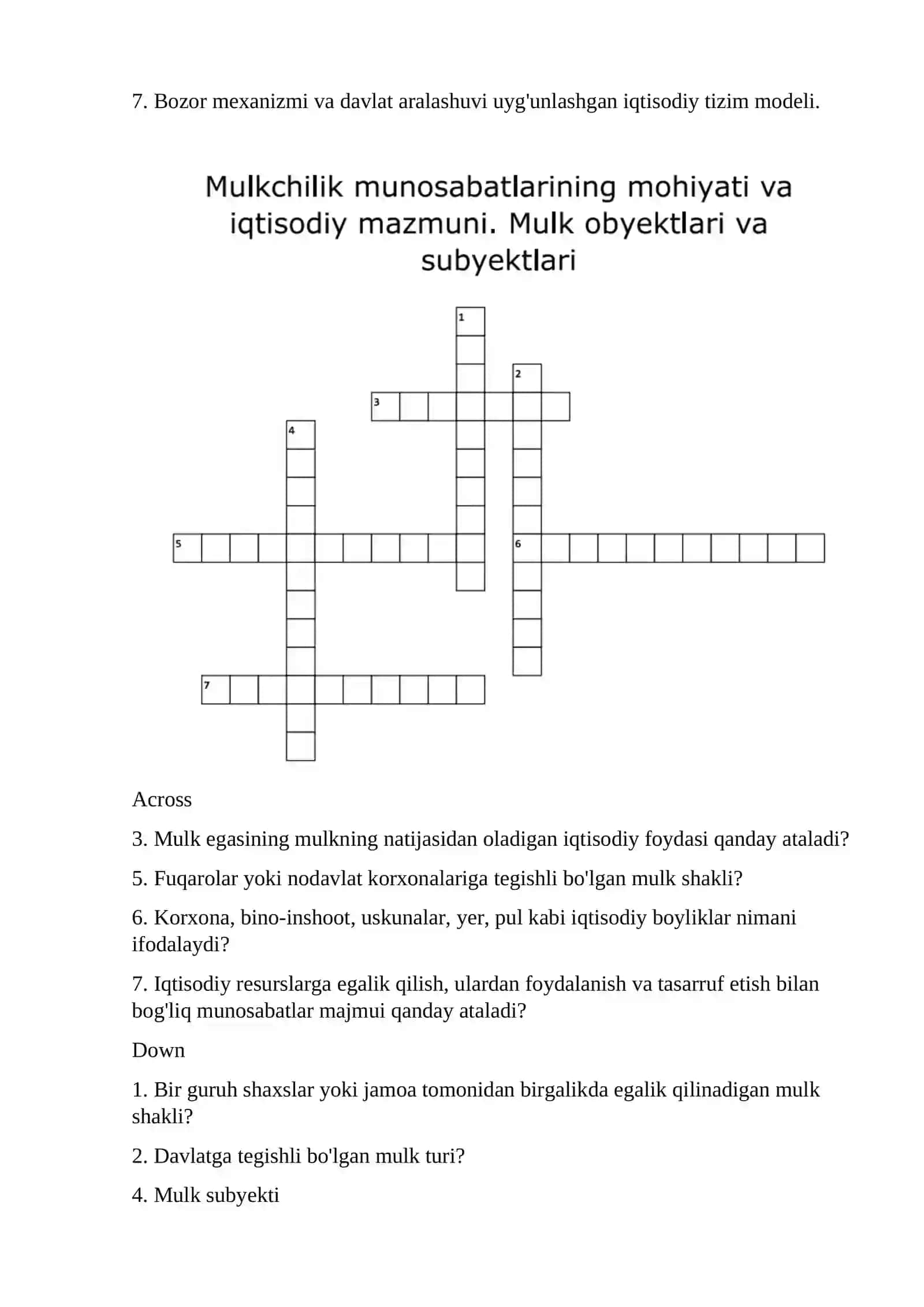Iqtisodiy tizim modellari 2
