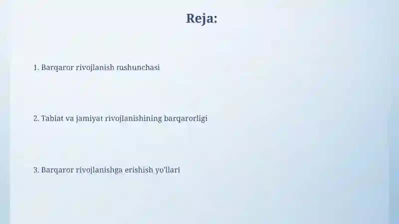 Barqaror rivojlanish konsepsiyasi 2