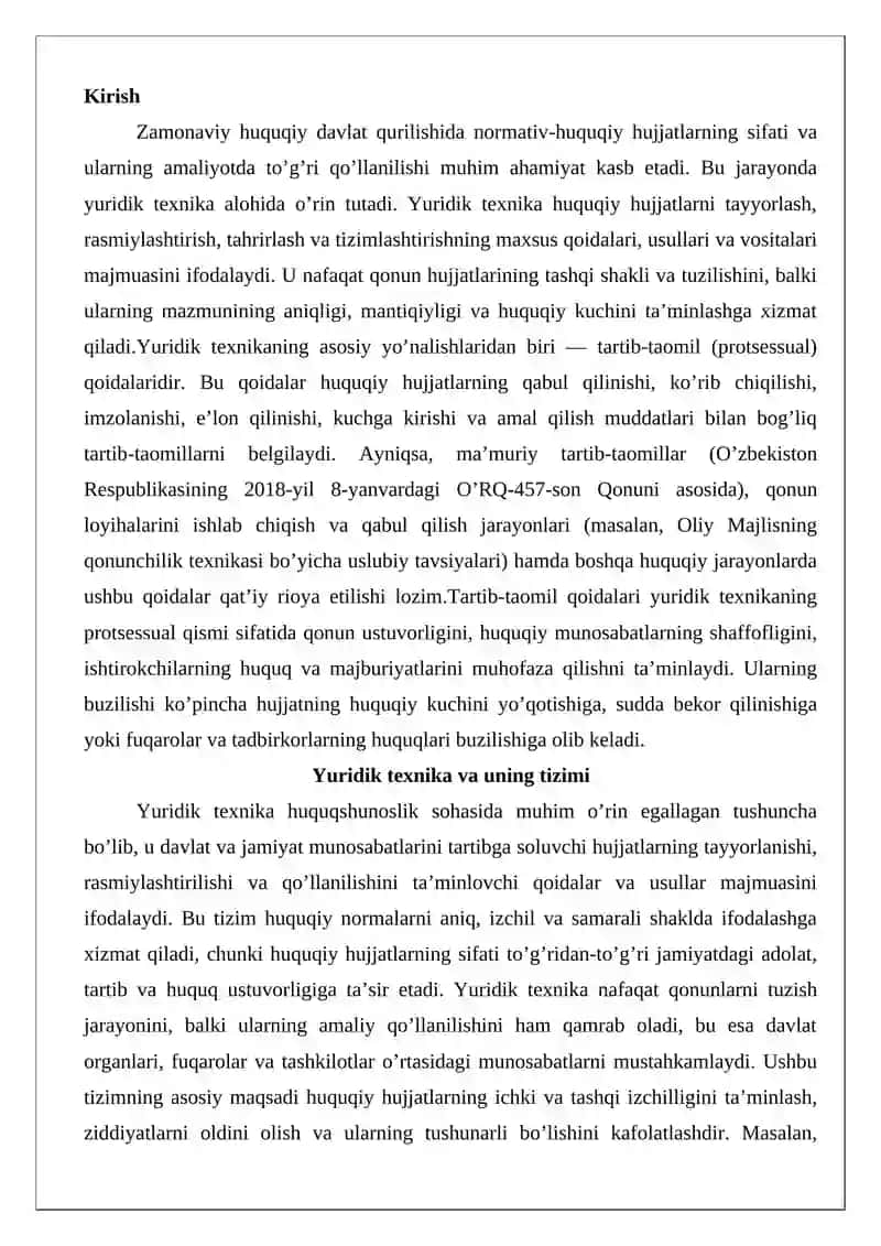 Yuridik texnikaning tartib-taomil qoidalari 2