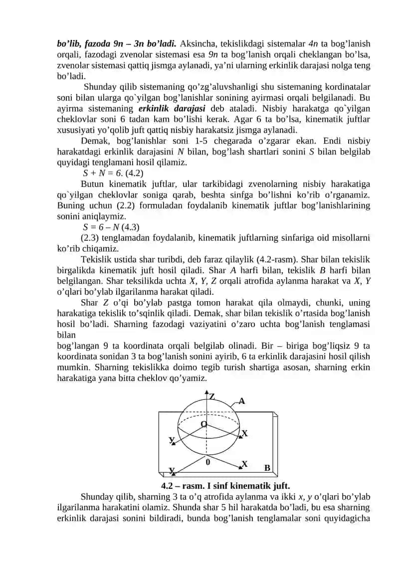 Kinematik juftlarning klassifikasiyasi 2