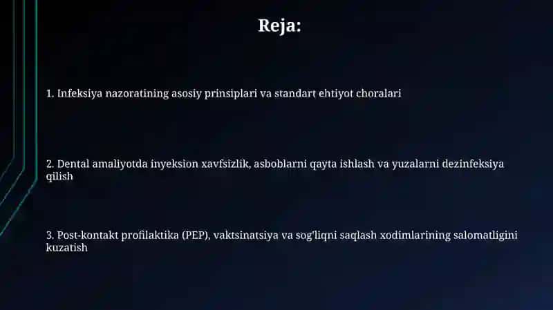 Stomatologik amaliyotda OIV infeksiyasi va virusli gepatitlarning oldini olish choralari 2
