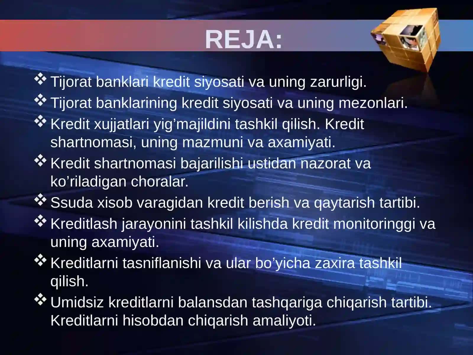 KREDITLASH JARAYONLARI VA UNING BOSQICHI 2