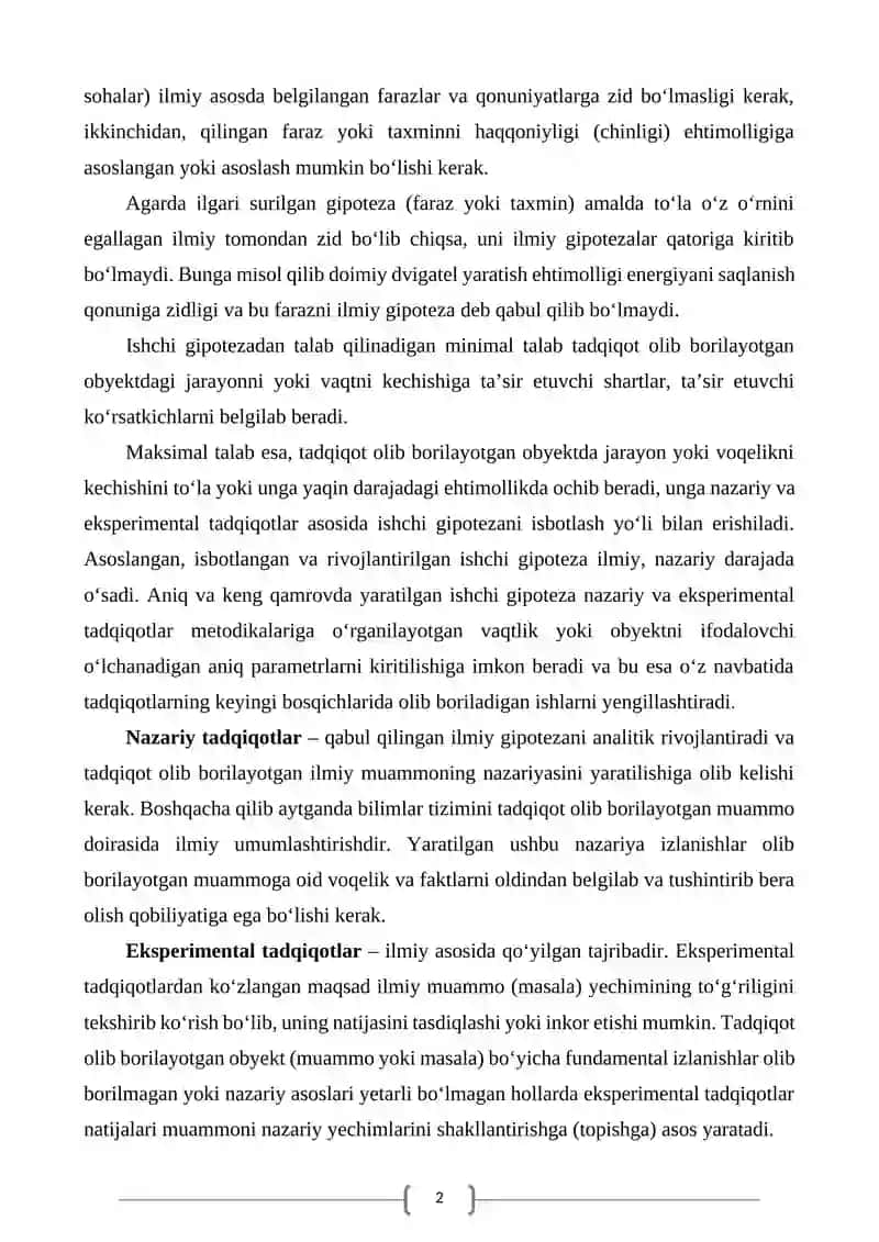 Ilmiy tadqiqotda gipotezalar va ularning o’rni 2