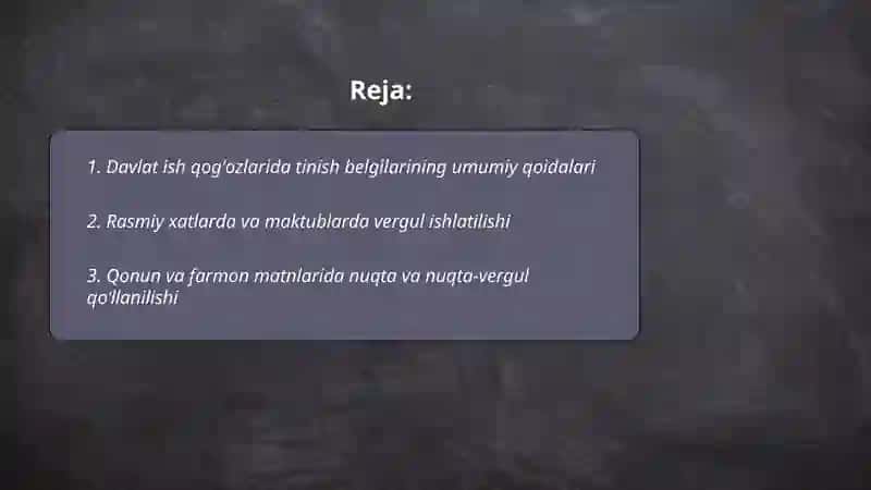 Davlat ish qogʻozlarida tinish belgilarining ishlatilishi 2