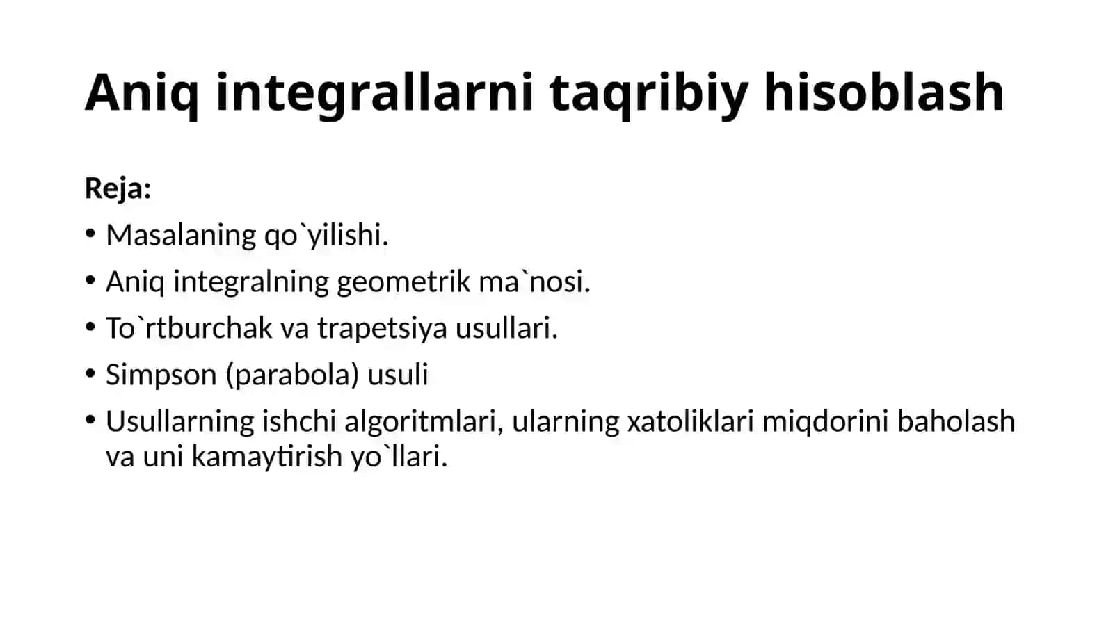Aniq integrallarni taqribiy hisoblash 2