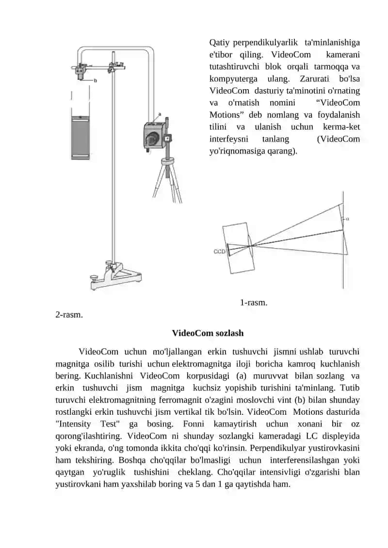 Erkin tushuvchi jismni VideoCom orqali aniqlash 2
