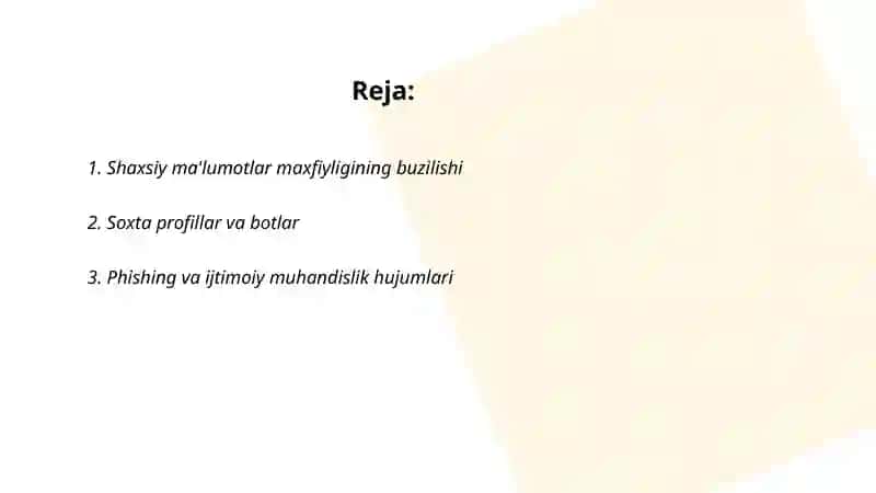 Ijtimoiy media taxdidlar va xavf xatarlar 2