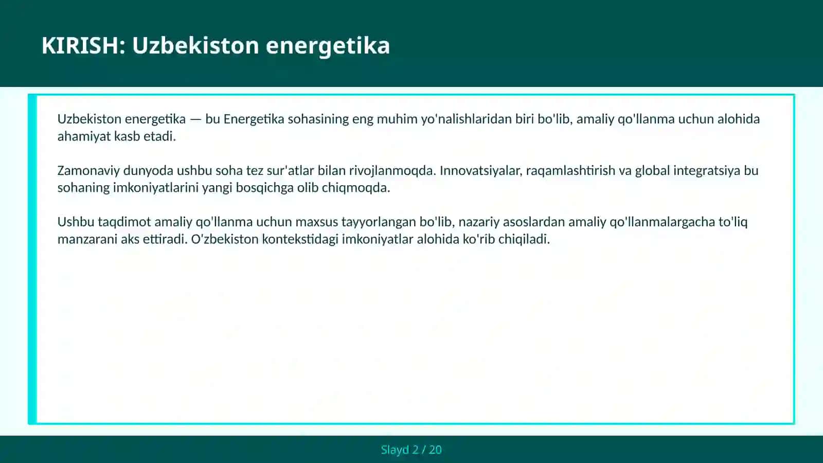 Uzbekiston energetika amaliy qo'llanma 2