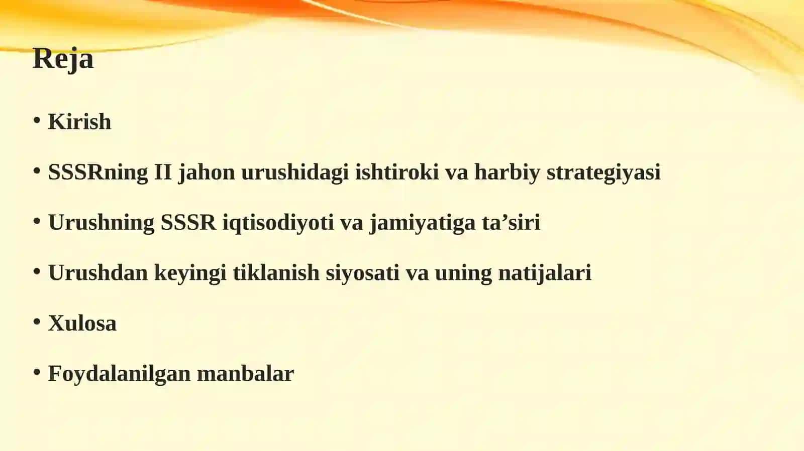 SSSRning II jahon urushidagi roli va tiklanish siyosati 2