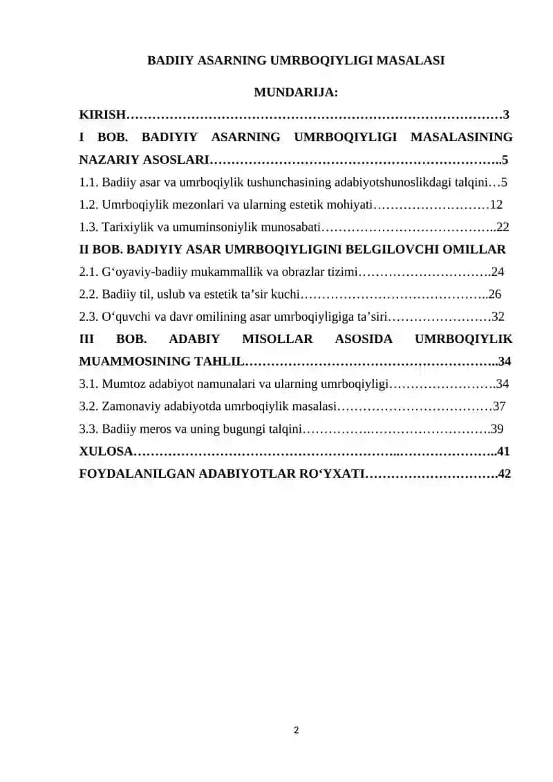 BАDIIY АSАRNING UMRBОQIYLIGI MАSАLАSI 2