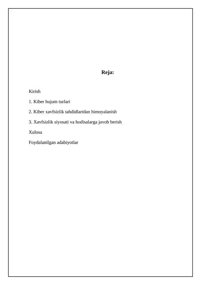 Kiber hujum turlari va ularga qarshi himoya choralari 2